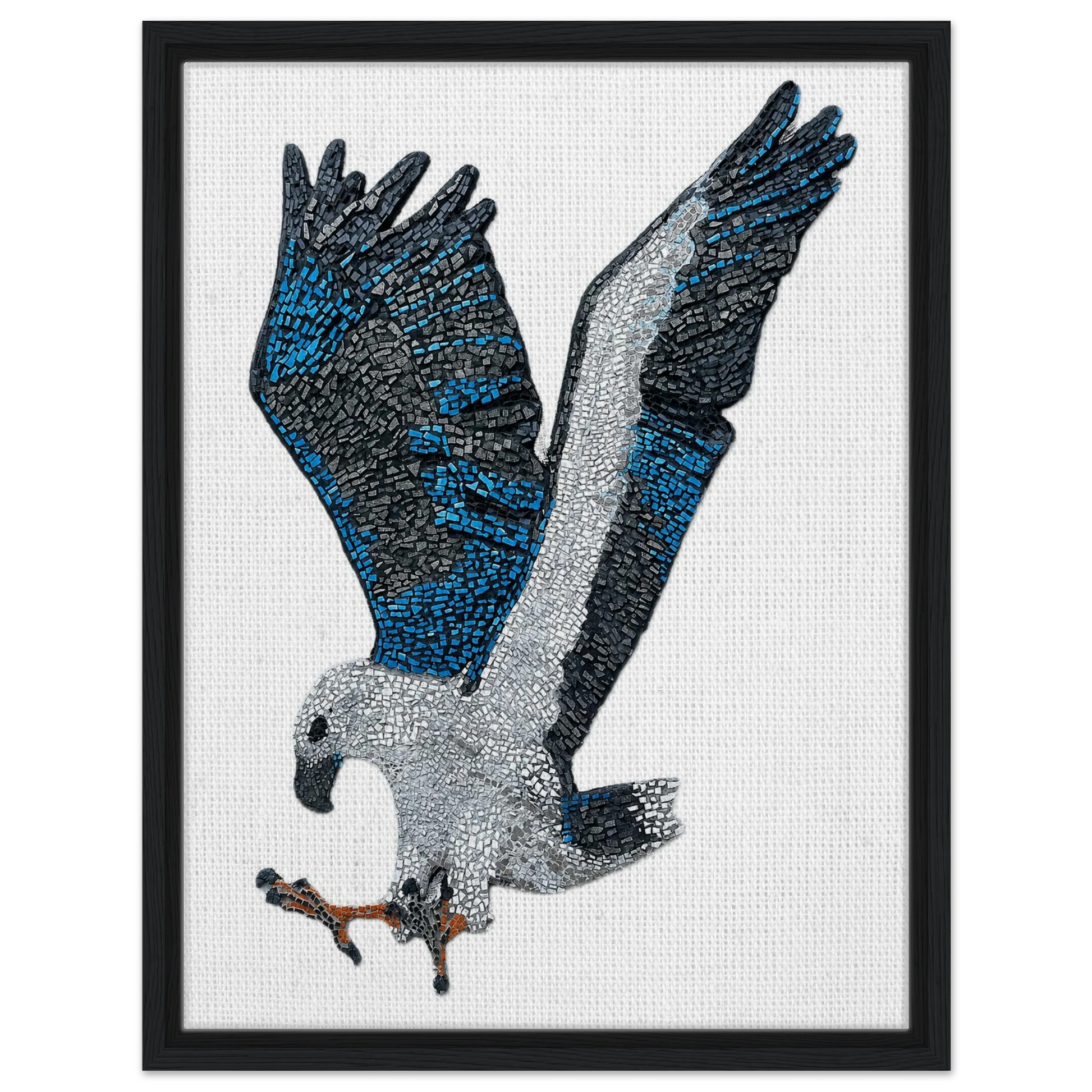 willow the white-bellied sea eagle mosaic printed on black framed canvas