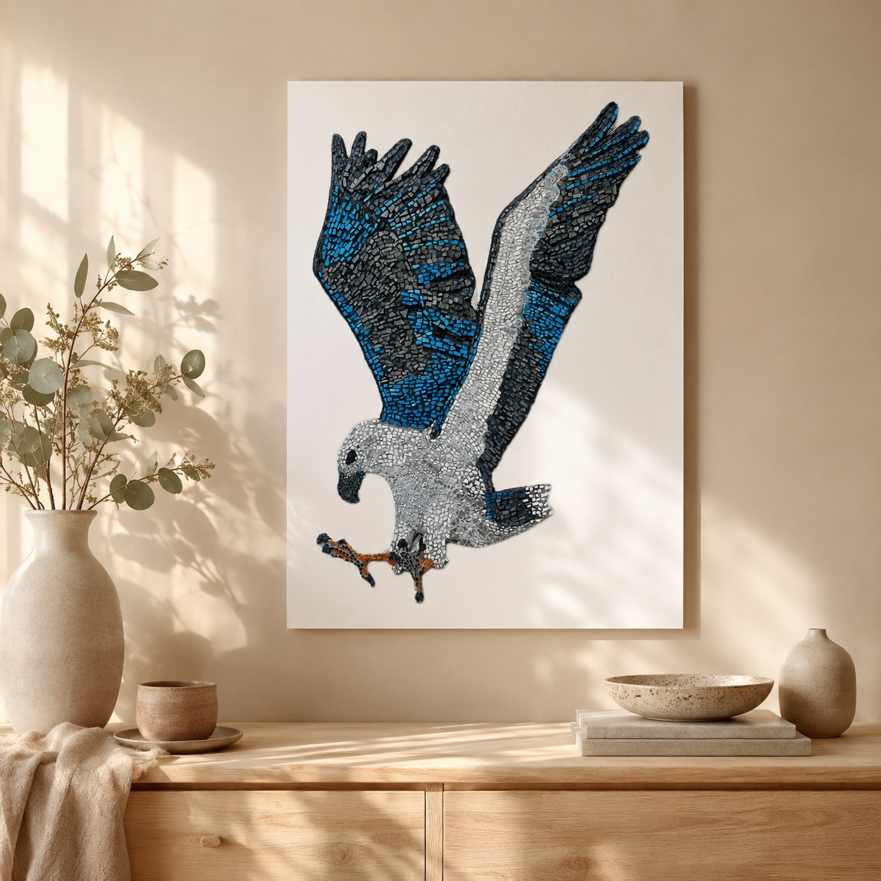 willow the white-bellied sea eagle mosaic printed on premium poster paper australiana art