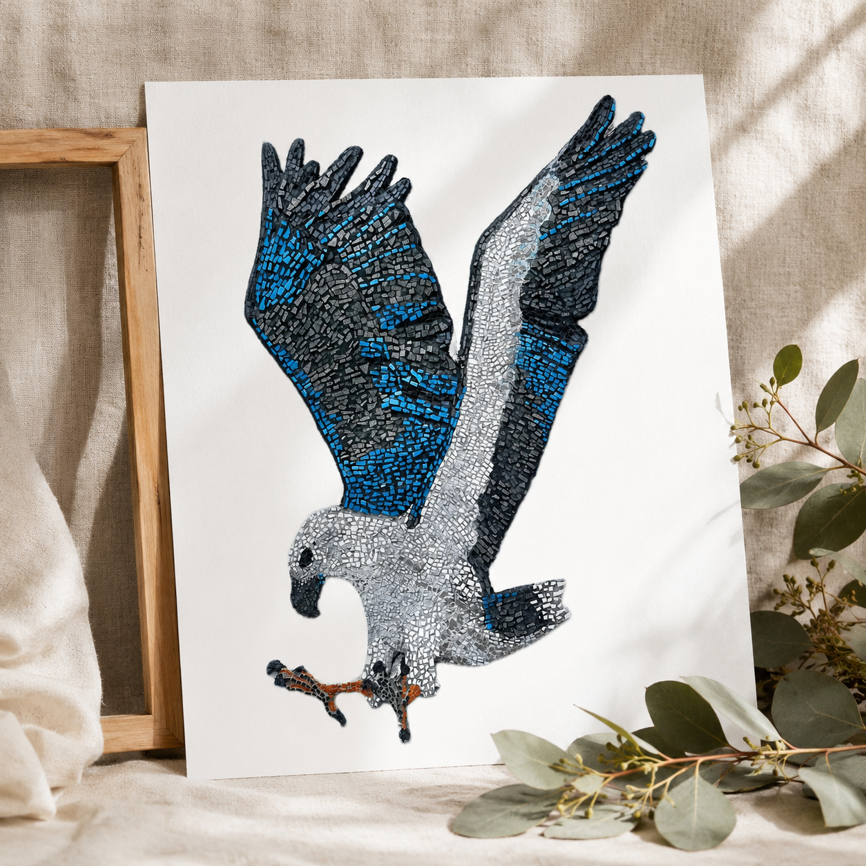 willow the white-bellied sea eagle mosaic printed on premium poster paper australiana art