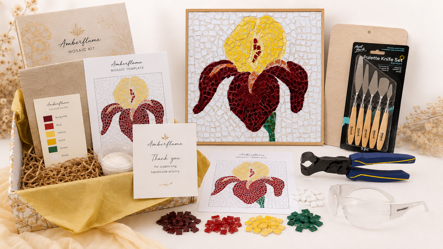 Amberflame Iris Hanging Mosaic Maker’s Studio DIY Kits | 15cm Square | 🛠 Level 2