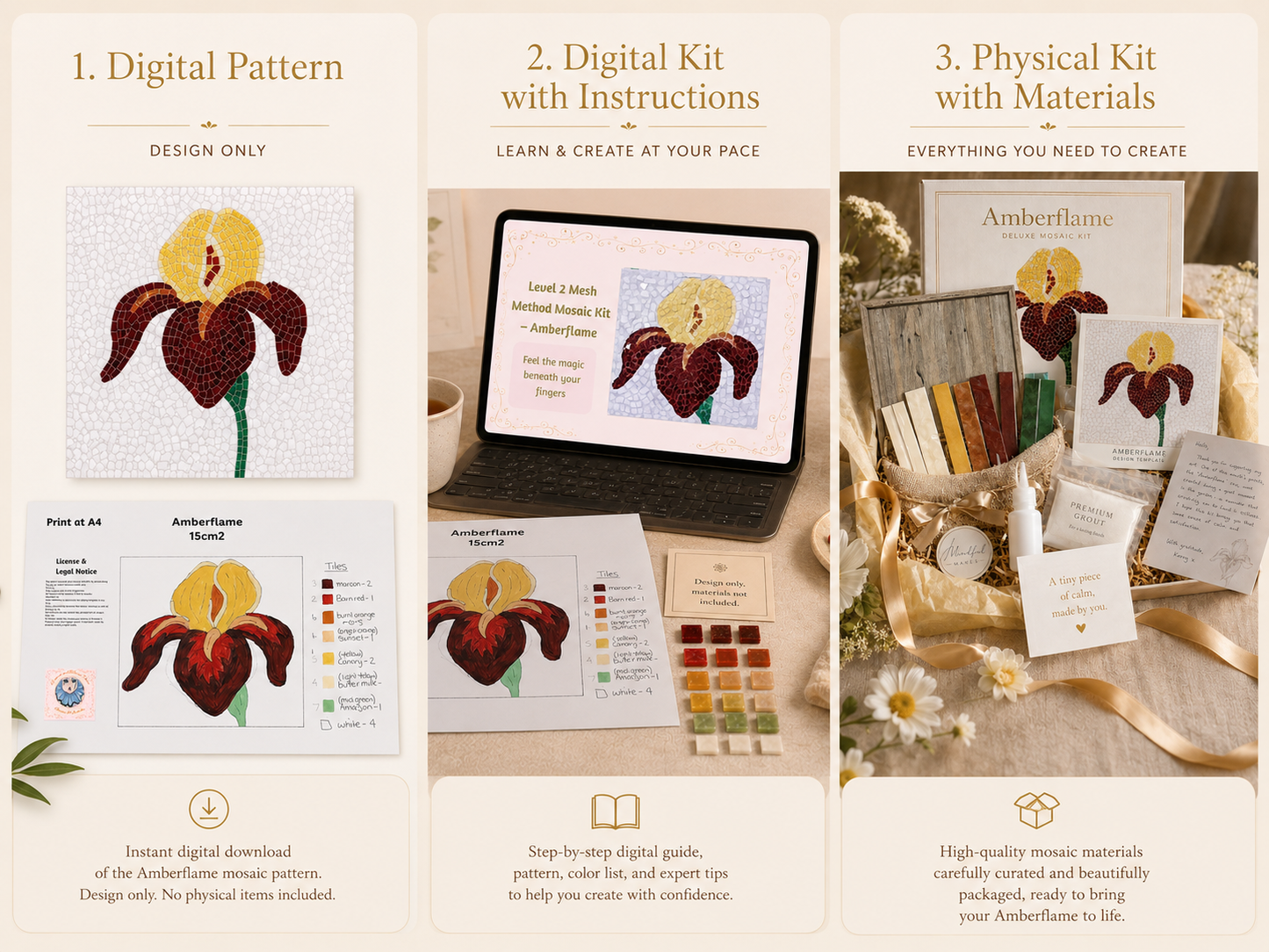 Amberflame Iris Hanging Mosaic Maker’s Studio DIY Kits | 15cm Square | 🛠 Level 2