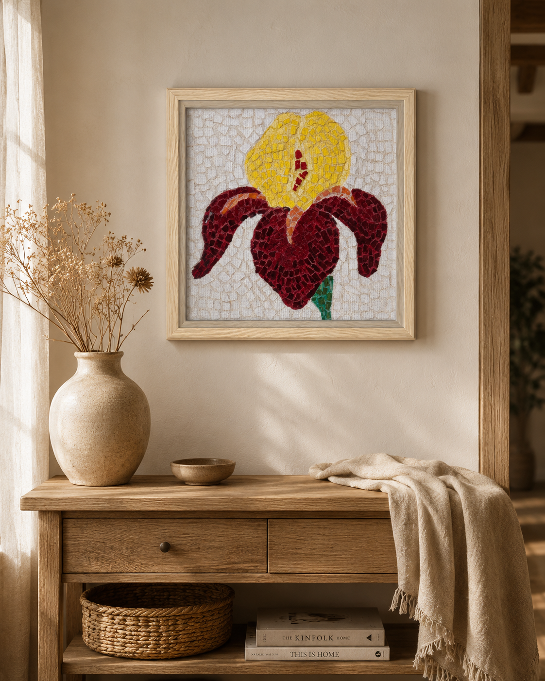 Framed Canvas | Amberflame Iris Flower Mosaic