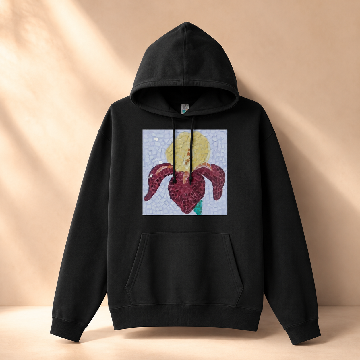 Premium Unisex Pullover Hoodie | Amberflame Iris Flower Mosaic