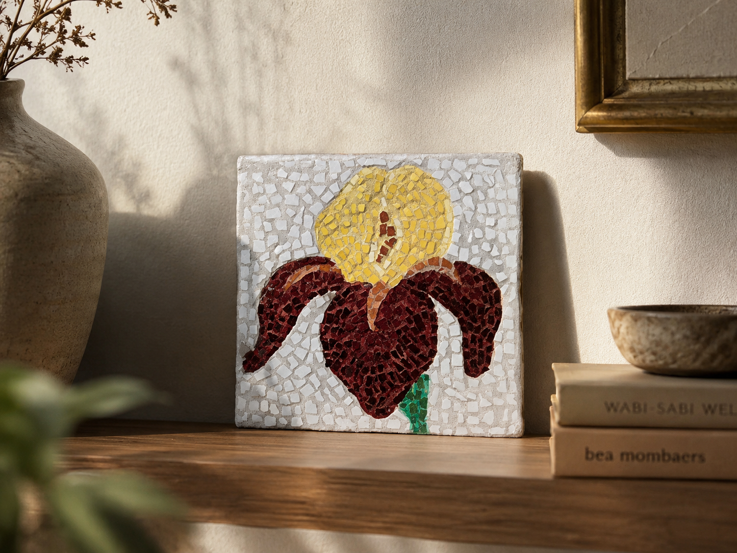 "Amberflame" Small Hanging Iris Mosaic — One of a Kind