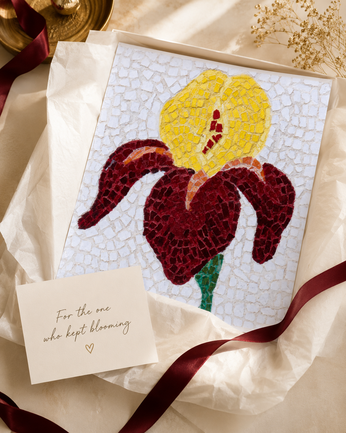 Fine Art Poster | Amberflame Iris Flower Mosaic