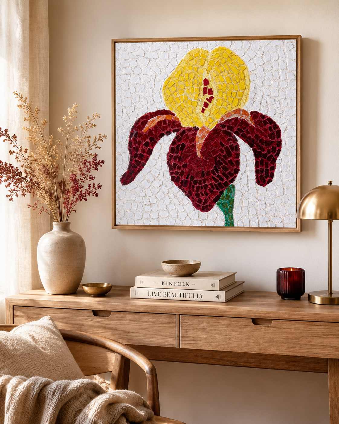 Fine Art Poster | Amberflame Iris Flower Mosaic