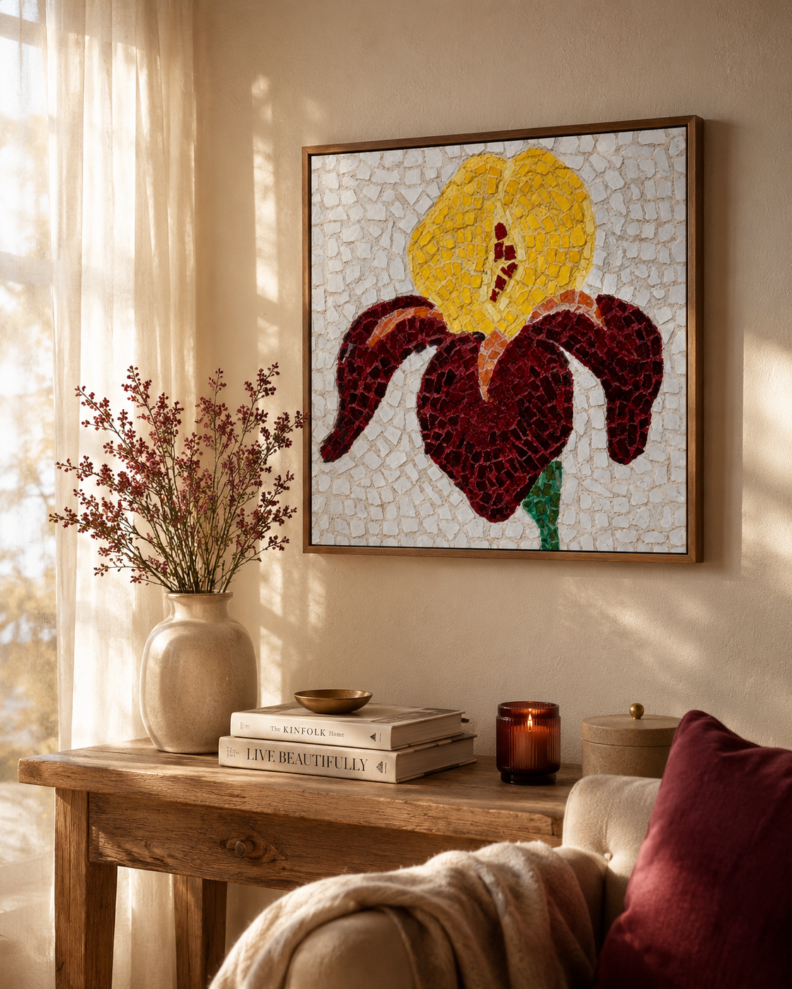 Fine Art Poster | Amberflame Iris Flower Mosaic