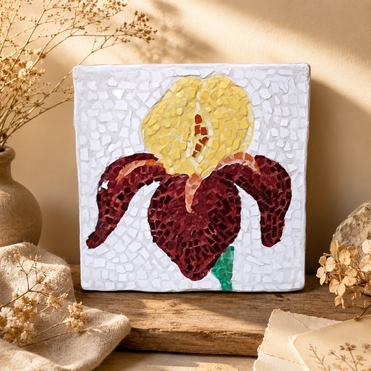 "Amberflame" Small Hanging Iris Mosaic — One of a Kind