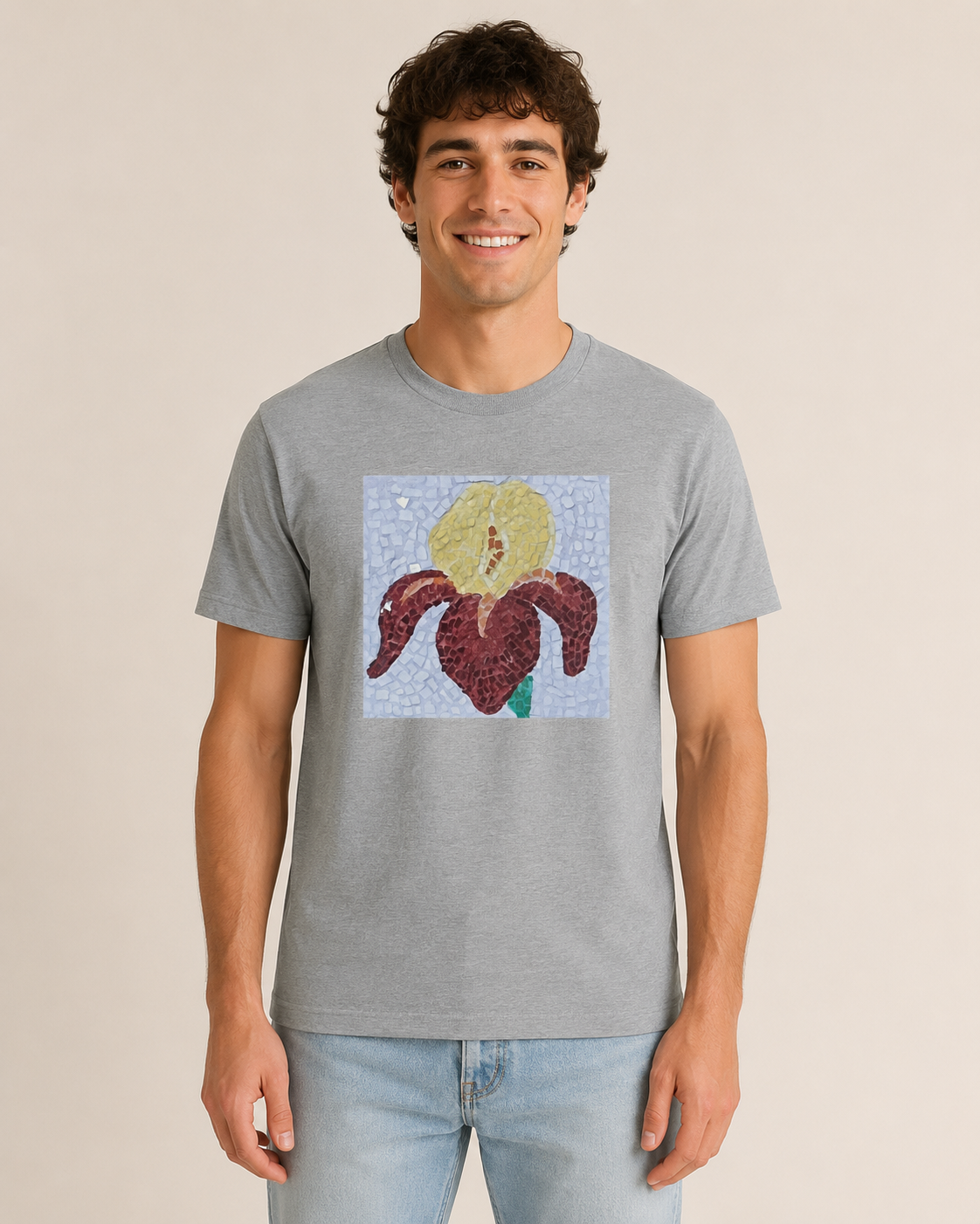Ultra Cotton Unisex Crewneck T-shirt | Clothing | Amberflame Iris Flower Mosaic