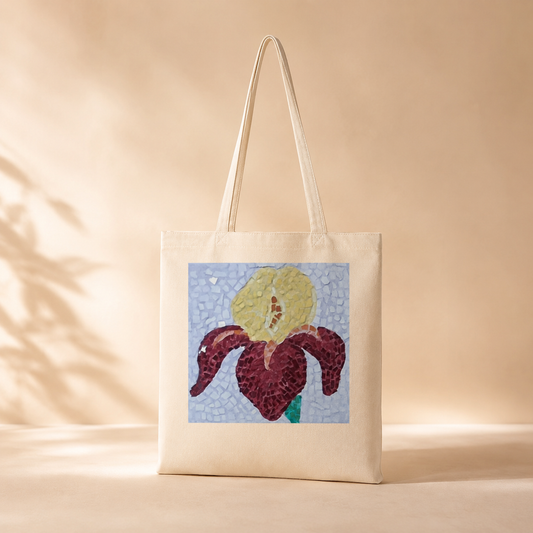 Classic Tote Bag | Amberflame Iris Flower Mosaic