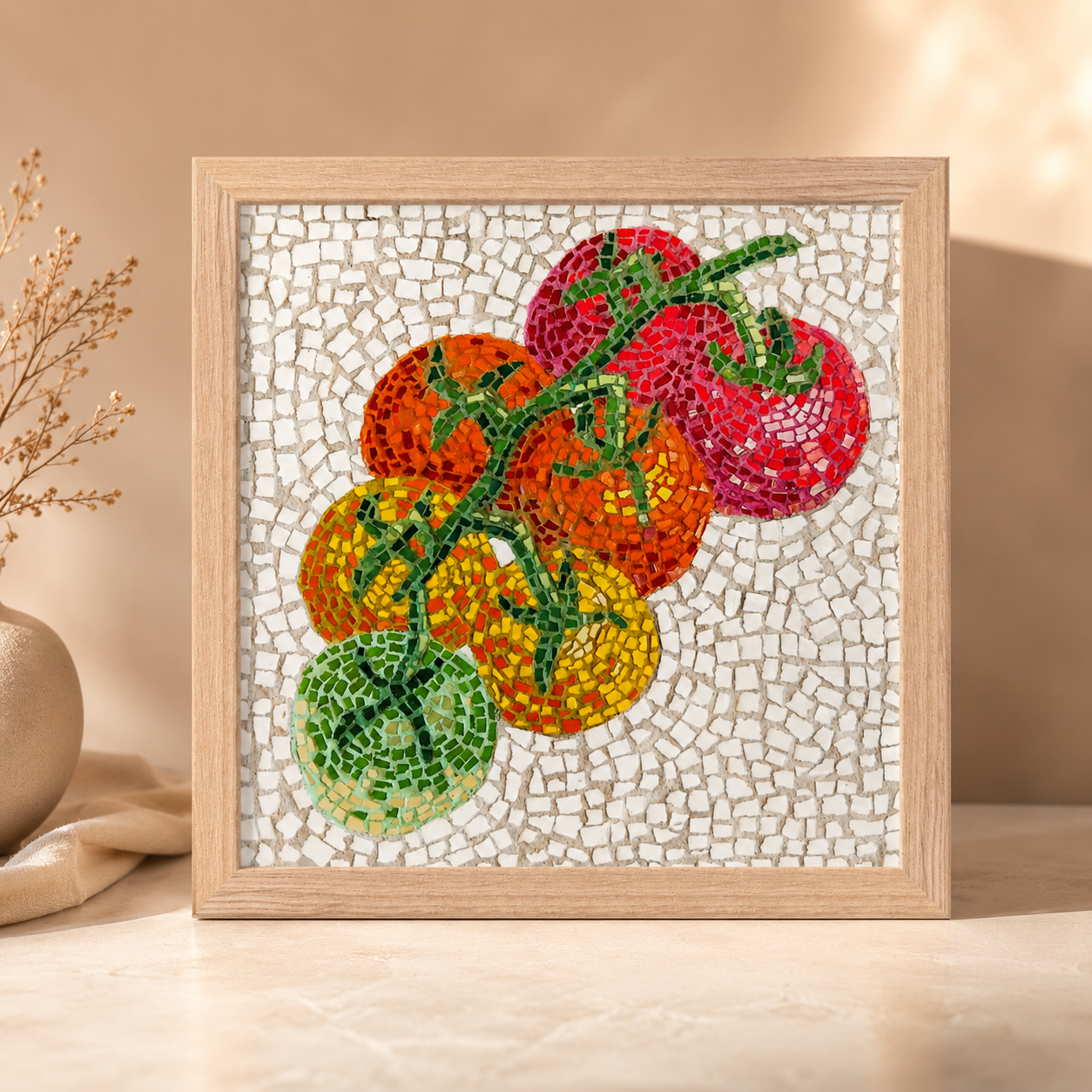 An Array of Ripening Premium Framed Poster — Cherry Tomato Mosaic Wall Art