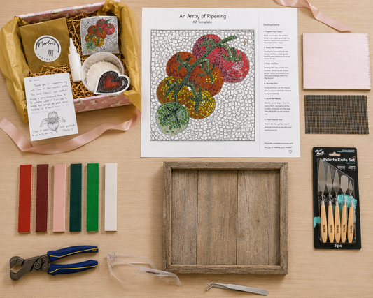 An Array of Ripening Tomato Mosaic Design | Deluxe Mosaic Art Kit with Recycled Timber Shadow Box | 🛠 Level 3 Masterclass Course