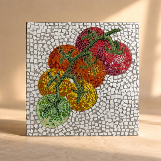 The Array of Ripening Original Mosaic — Tomato Vine Artwork About Growth & Patience