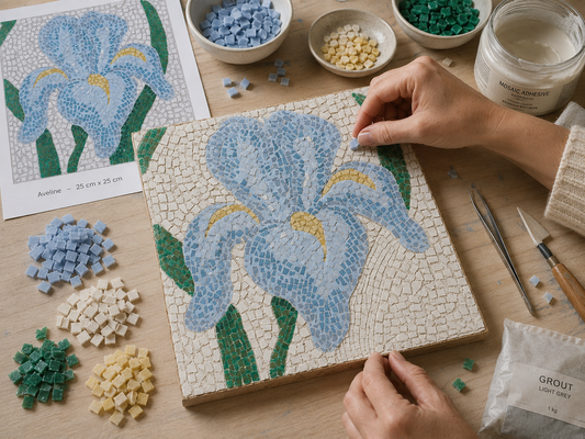 Aveline Iris Mosaic Kit | Luxury Mosaic Art Kit with Plywood Board | 🛠 Luxury Kit With ToolKit