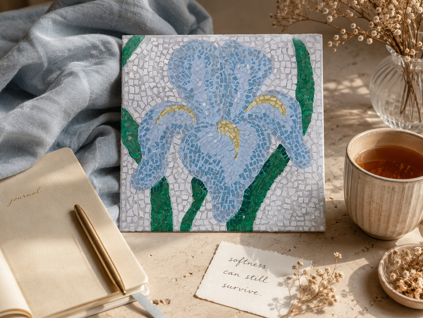 Aveline Iris Mosaic Kit | Luxury Mosaic Art Kit with Plywood Board | 🛠 Luxury Kit With ToolKit