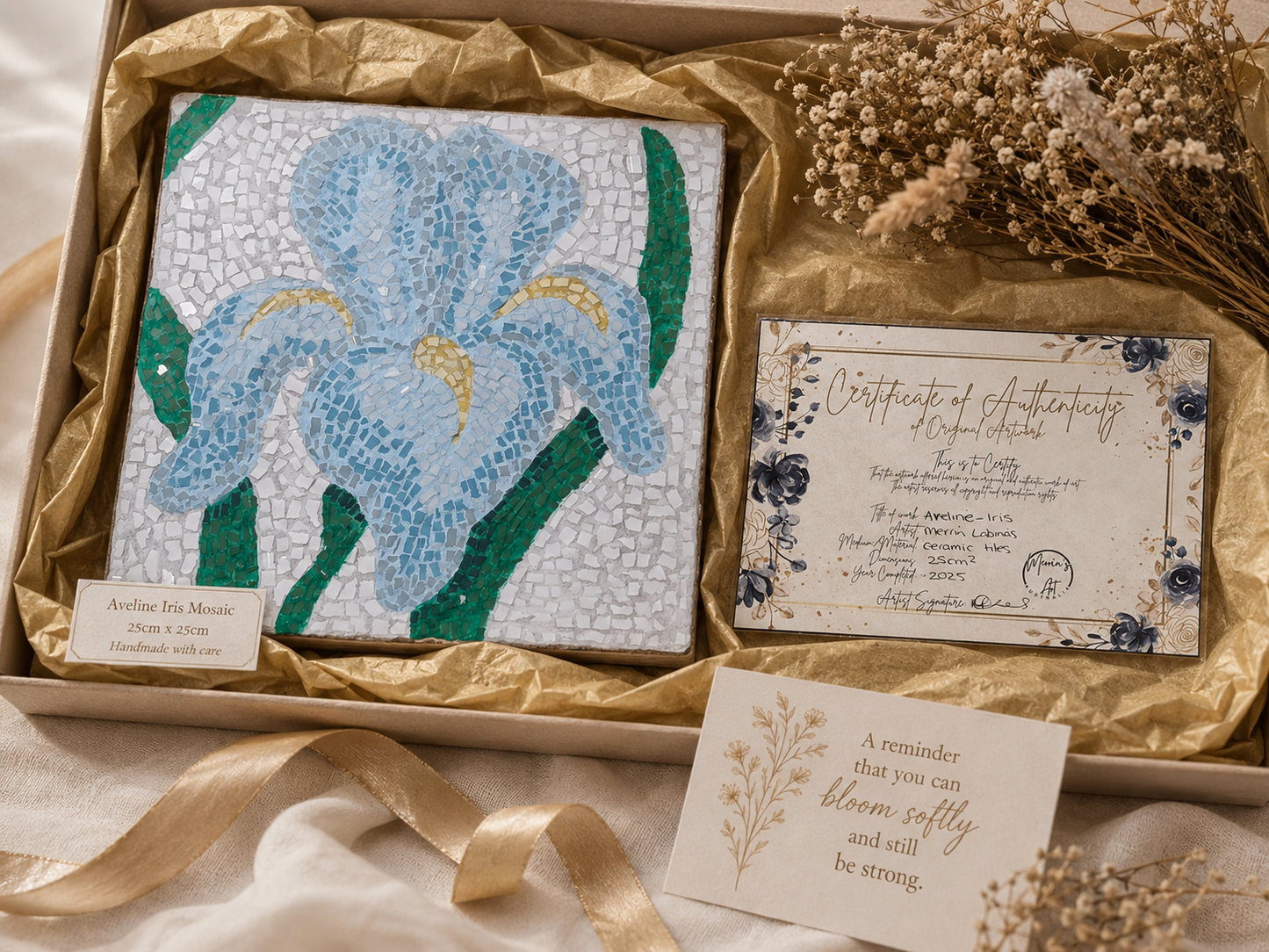 Aveline Iris Mosaic | One-of-a-Kind Handmade Floral Mosaic Art