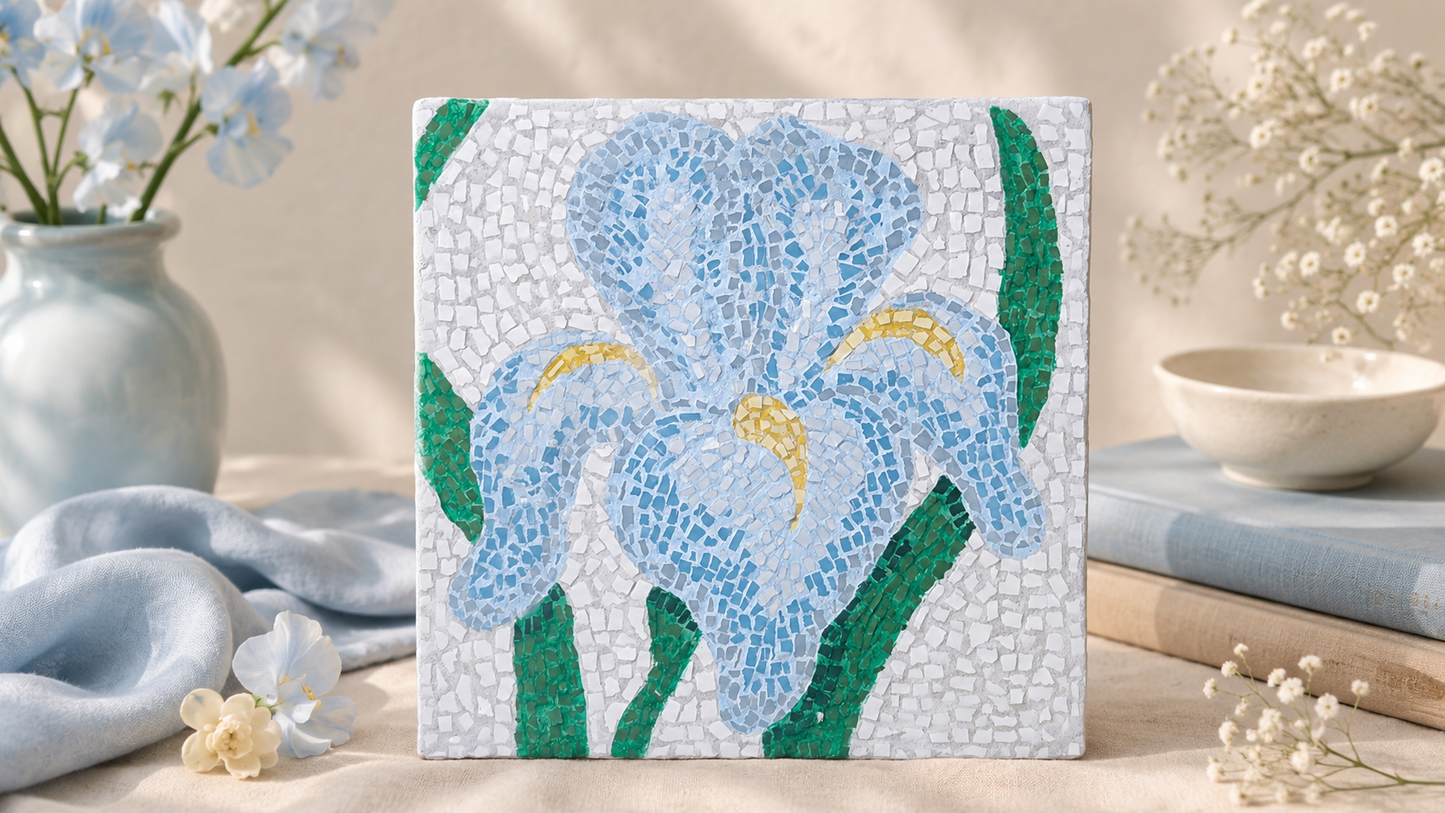Aveline Iris Mosaic | One-of-a-Kind Handmade Floral Mosaic Art