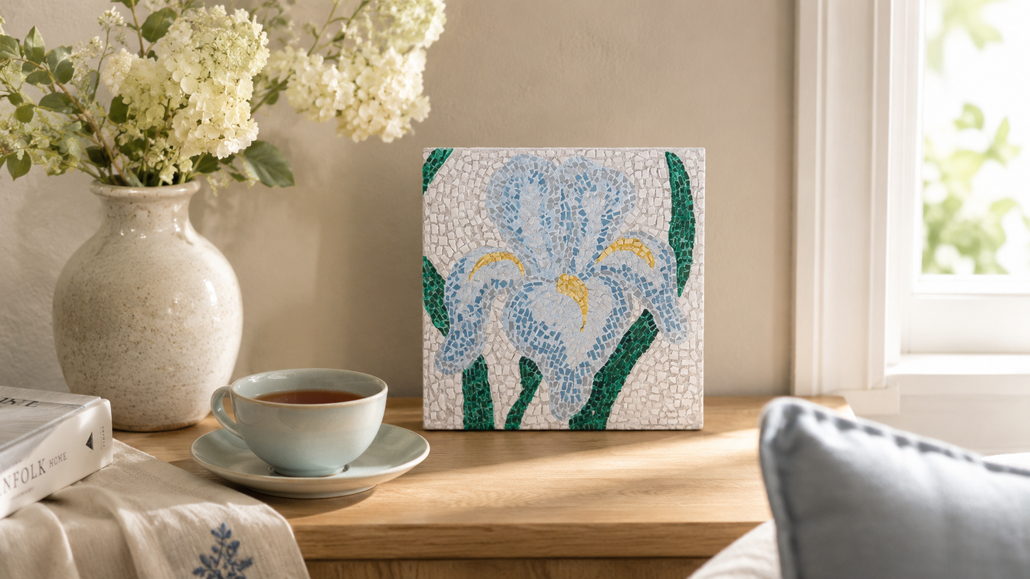 Aveline Iris Mosaic | One-of-a-Kind Handmade Floral Mosaic Art
