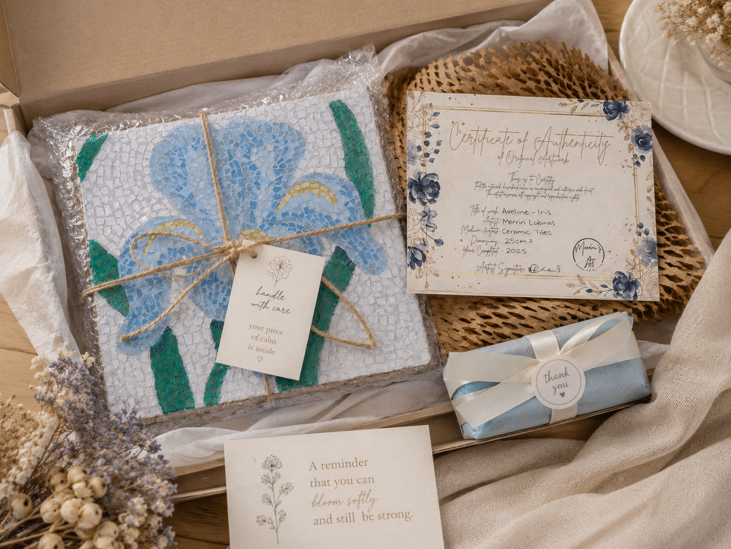 Aveline Iris Mosaic | One-of-a-Kind Handmade Floral Mosaic Art