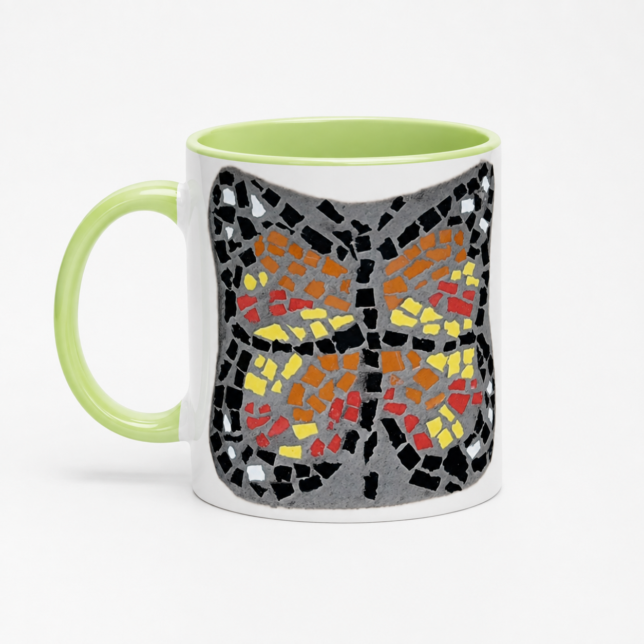Butterfly Coaster Ceramic Mug | 11oz Colour-Accent Butterfly Art Mug