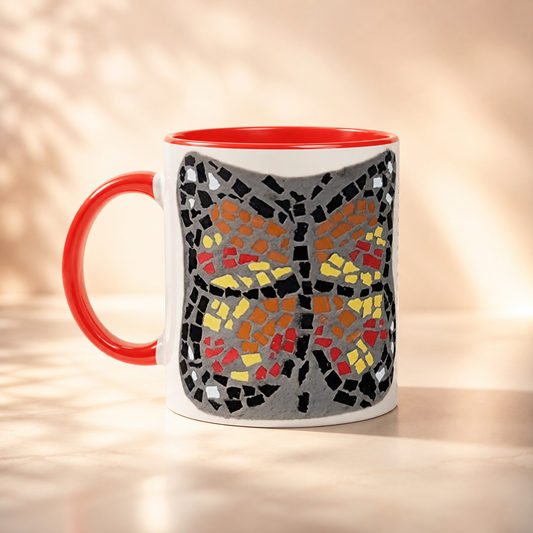 Butterfly Coaster Ceramic Mug | 11oz Colour-Accent Butterfly Art Mug