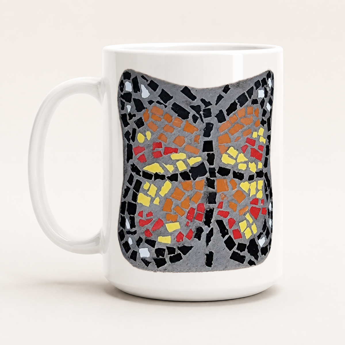 Butterfly Coaster Ceramic Mug | 15oz Butterfly Art Mug