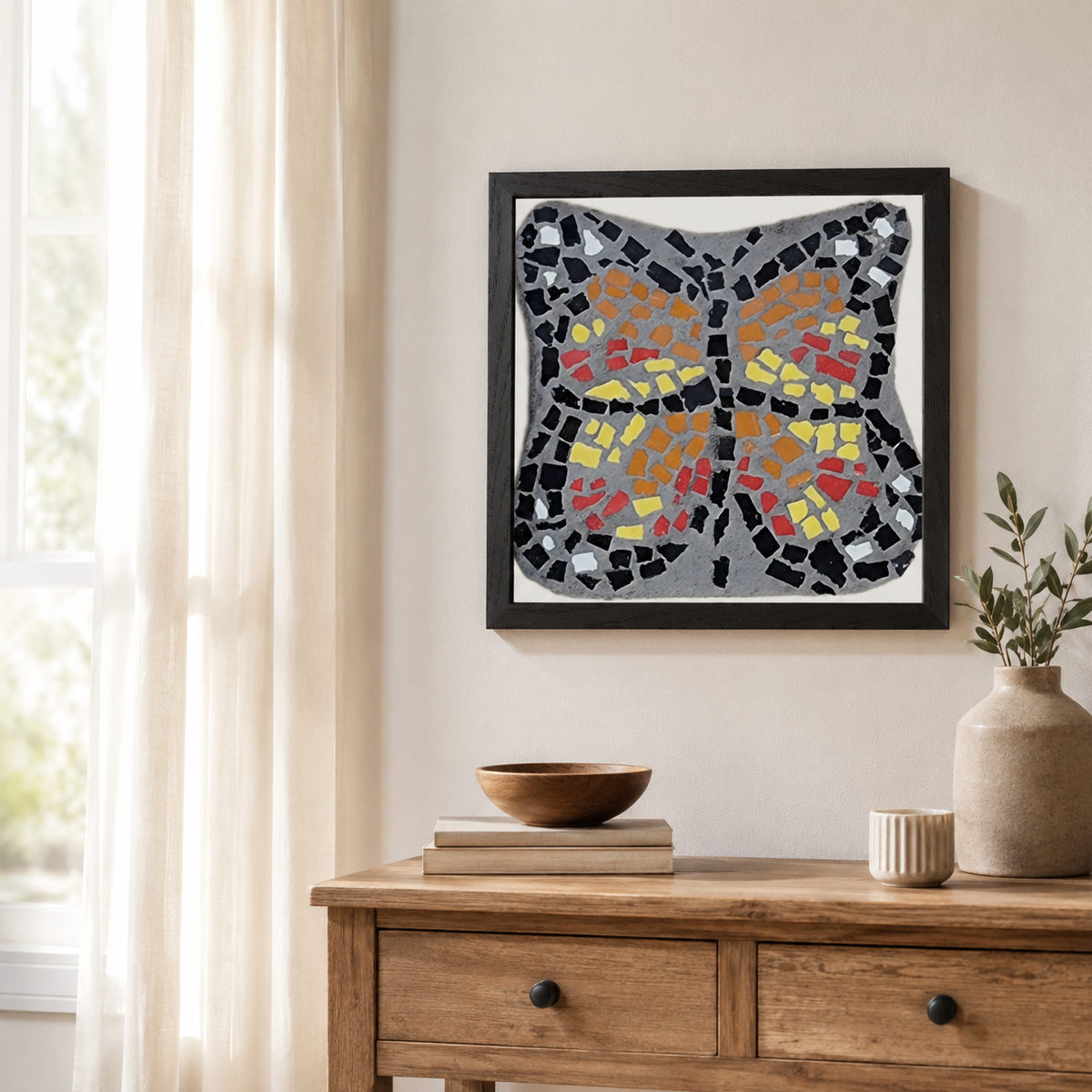 Butterfly Coaster Premium Wooden Framed Print | Symbolic Butterfly Wall Art