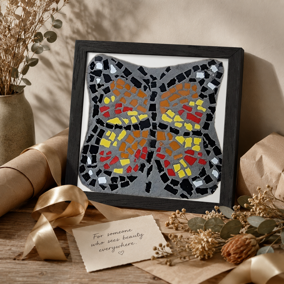 Butterfly Coaster Premium Wooden Framed Print | Symbolic Butterfly Wall Art