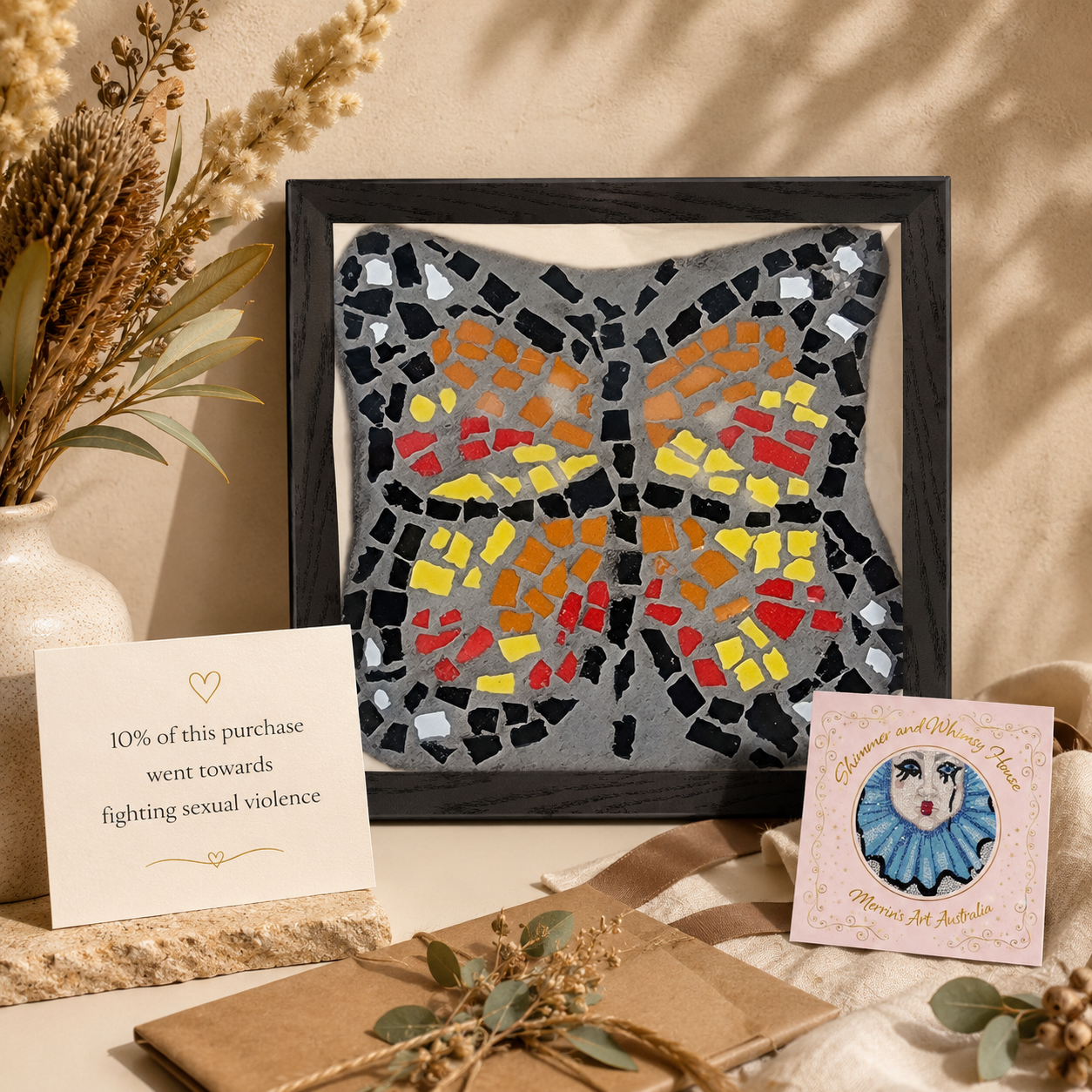 Butterfly Coaster Premium Wooden Framed Print | Symbolic Butterfly Wall Art