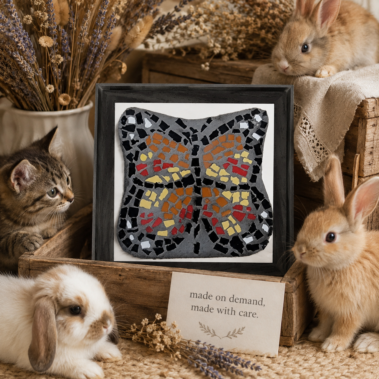 Butterfly Coaster Premium Wooden Framed Print | Symbolic Butterfly Wall Art
