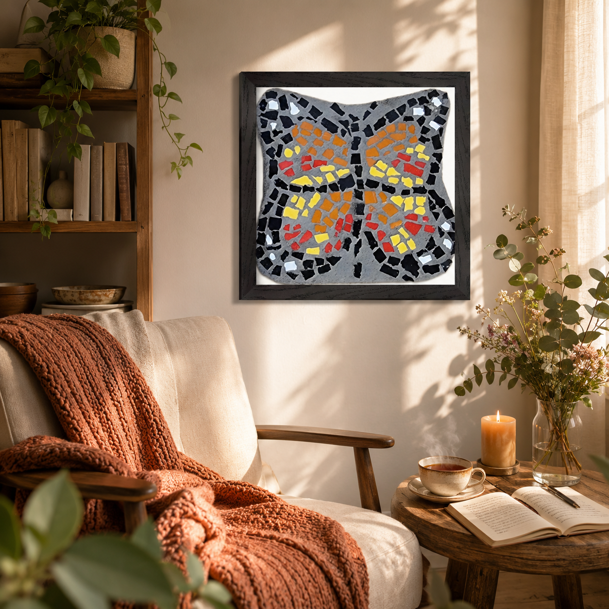 Butterfly Coaster Premium Wooden Framed Print | Symbolic Butterfly Wall Art