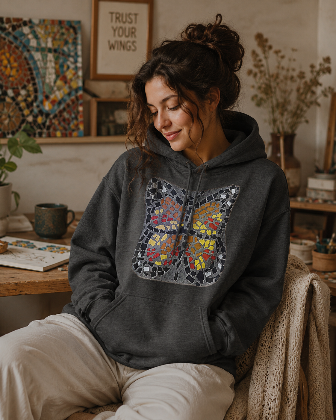 Butterfly Coaster Mid-Weight Hoodie | Symbolic Butterfly Art Hoodie