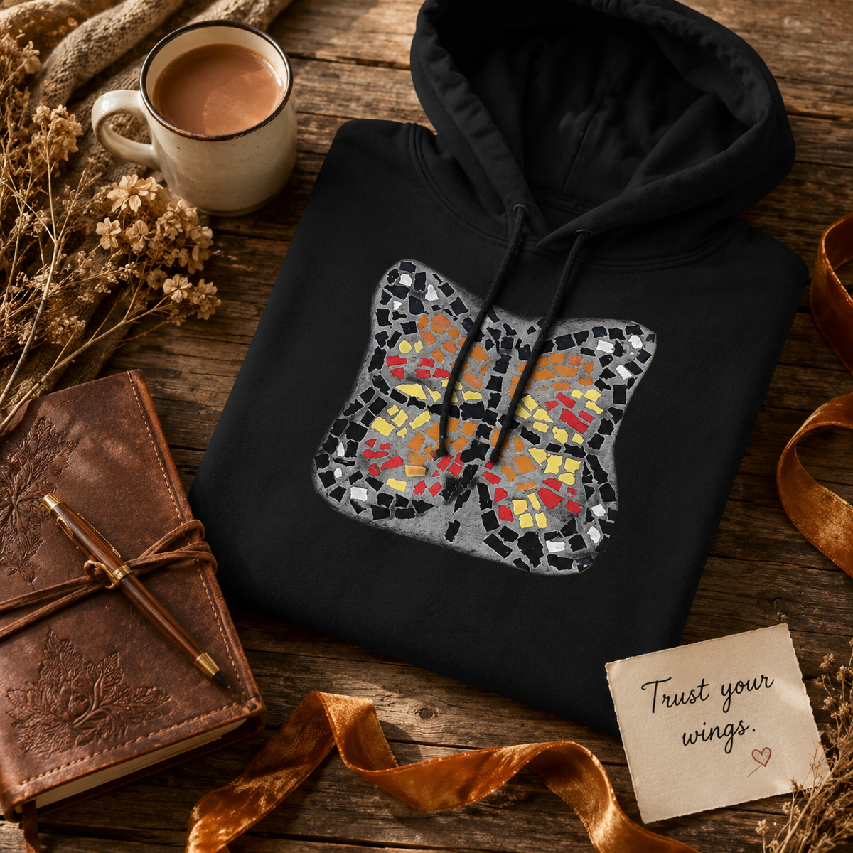 Butterfly Coaster Mid-Weight Hoodie | Symbolic Butterfly Art Hoodie