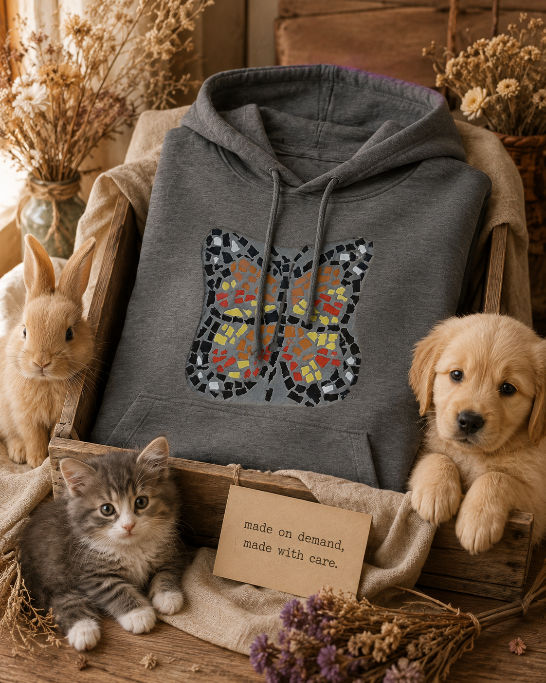 Butterfly Coaster Mid-Weight Hoodie | Symbolic Butterfly Art Hoodie
