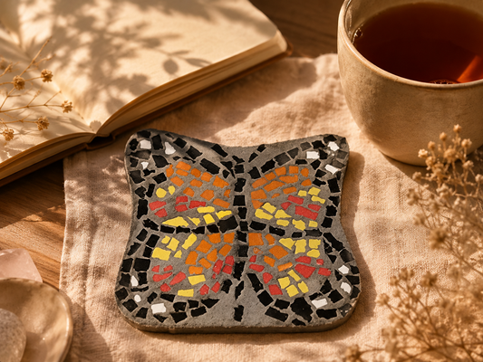 Butterfly Mosaic Coaster DIY Kit – 10cm Shaped | Beginner-Friendly  | 🌱 Level 1