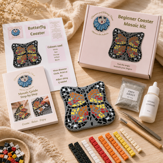 Butterfly Mosaic Coaster DIY Kit – 10cm Shaped | Beginner-Friendly  | 🌱 Level 1