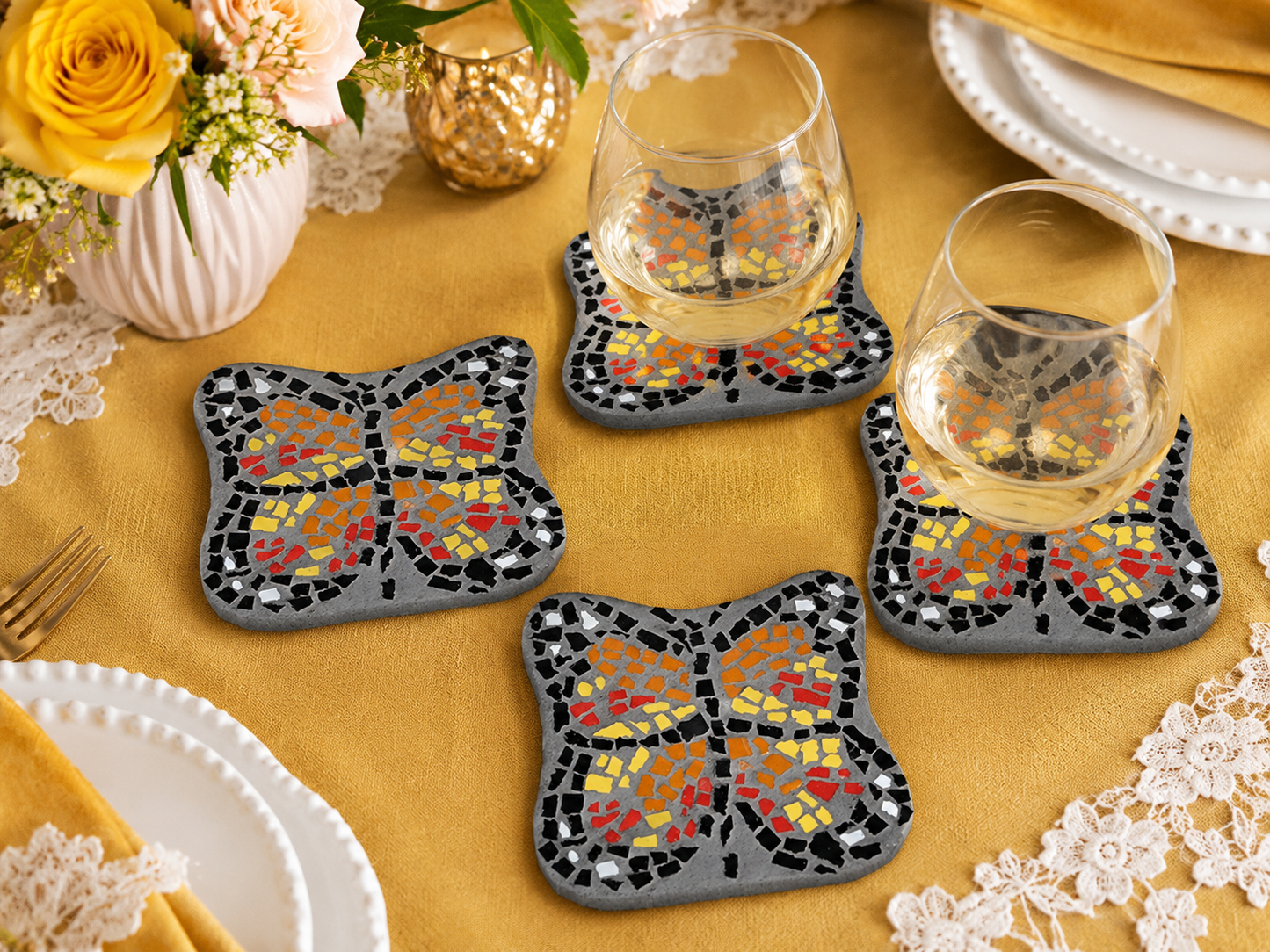 Butterfly Mosaic Coaster DIY Kit – 10cm Shaped | Beginner-Friendly  | 🌱 Level 1