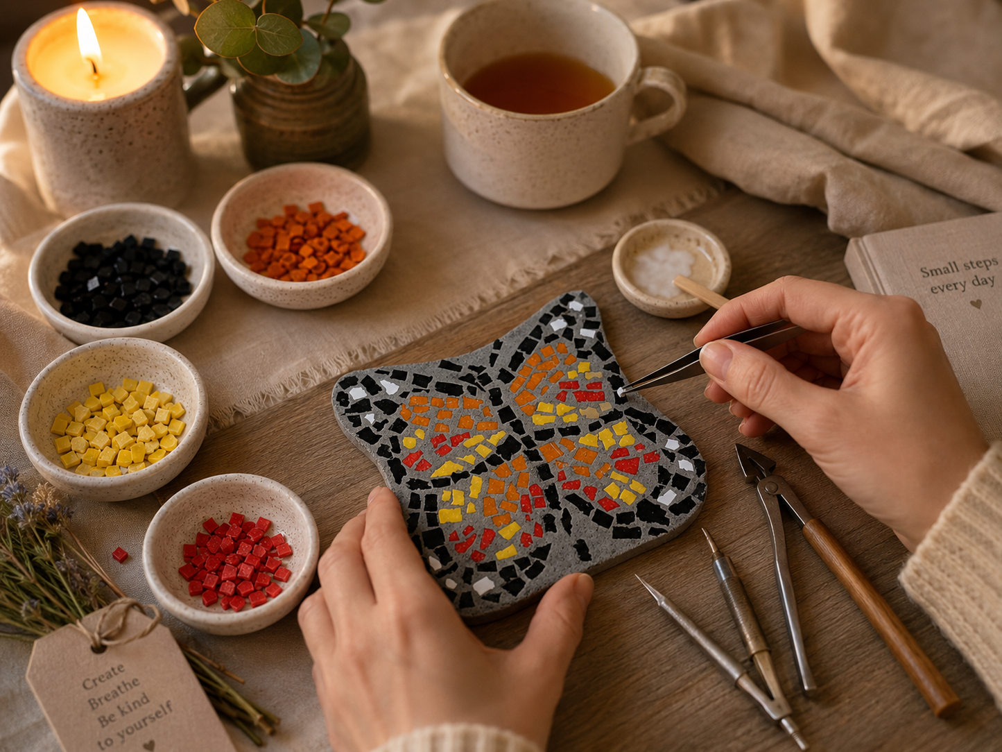 Butterfly Mosaic Coaster DIY Kit – 10cm Shaped | Beginner-Friendly  | 🌱 Level 1