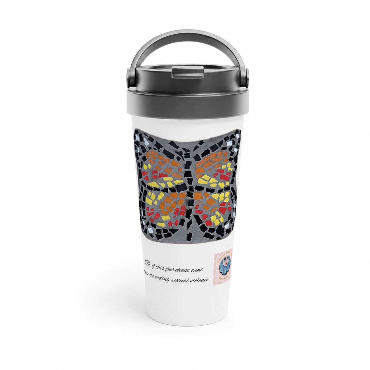 Butterfly Coaster Travel Mug | 15oz Stainless Steel Art Mug
