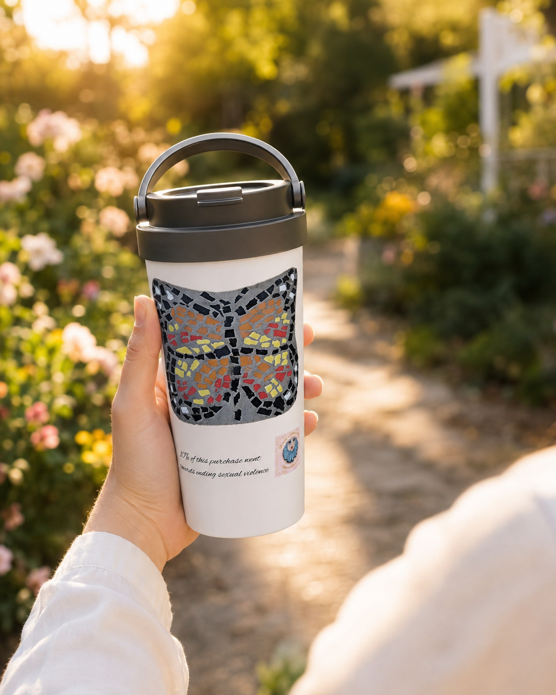 Butterfly Coaster Travel Mug | 15oz Stainless Steel Art Mug