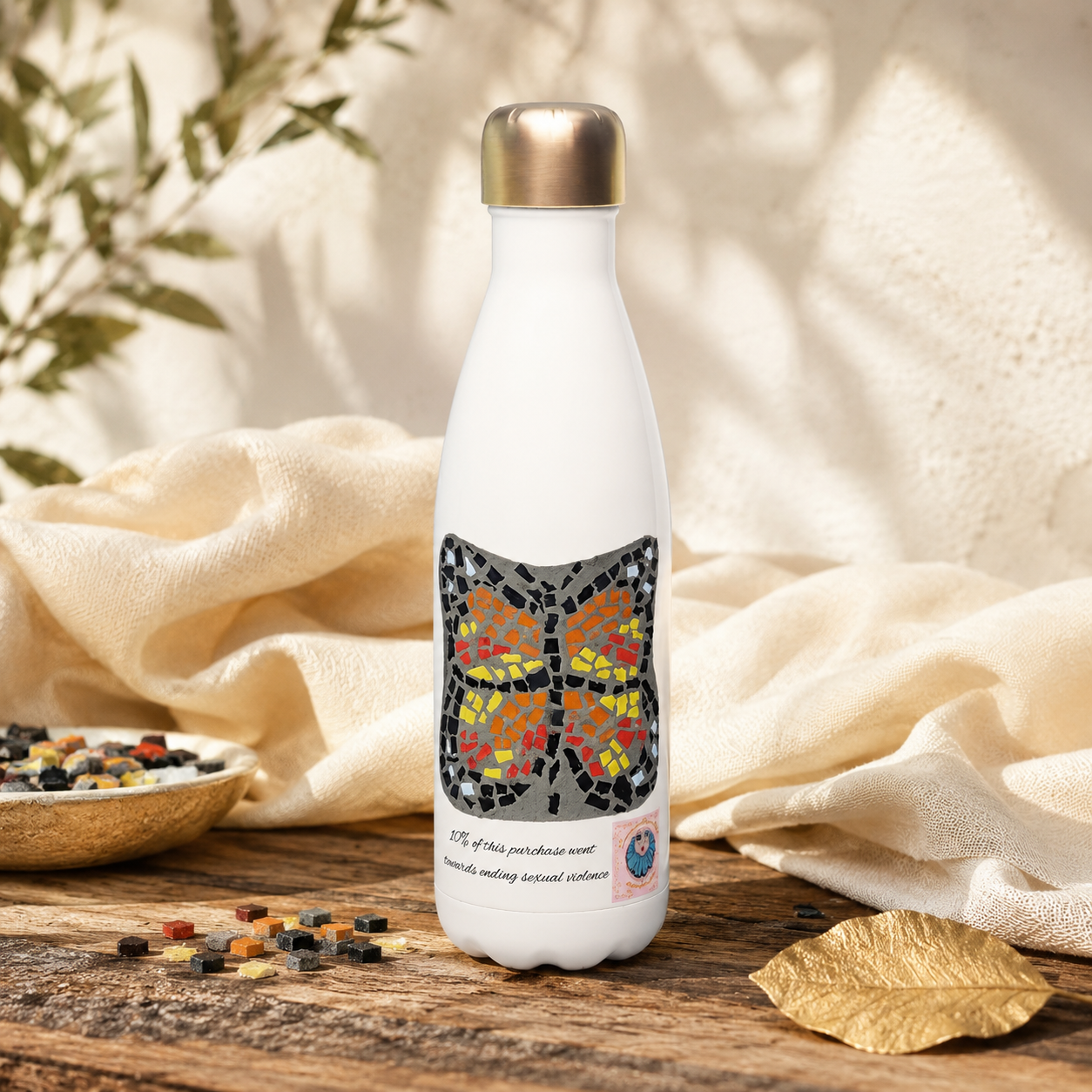 Butterfly Coaster Stainless Steel Water Bottle | 17oz Insulated Art Bottle