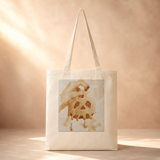 Coffee Apple Mosaic Long Handle Tote Bag | Symbolic Art Tote