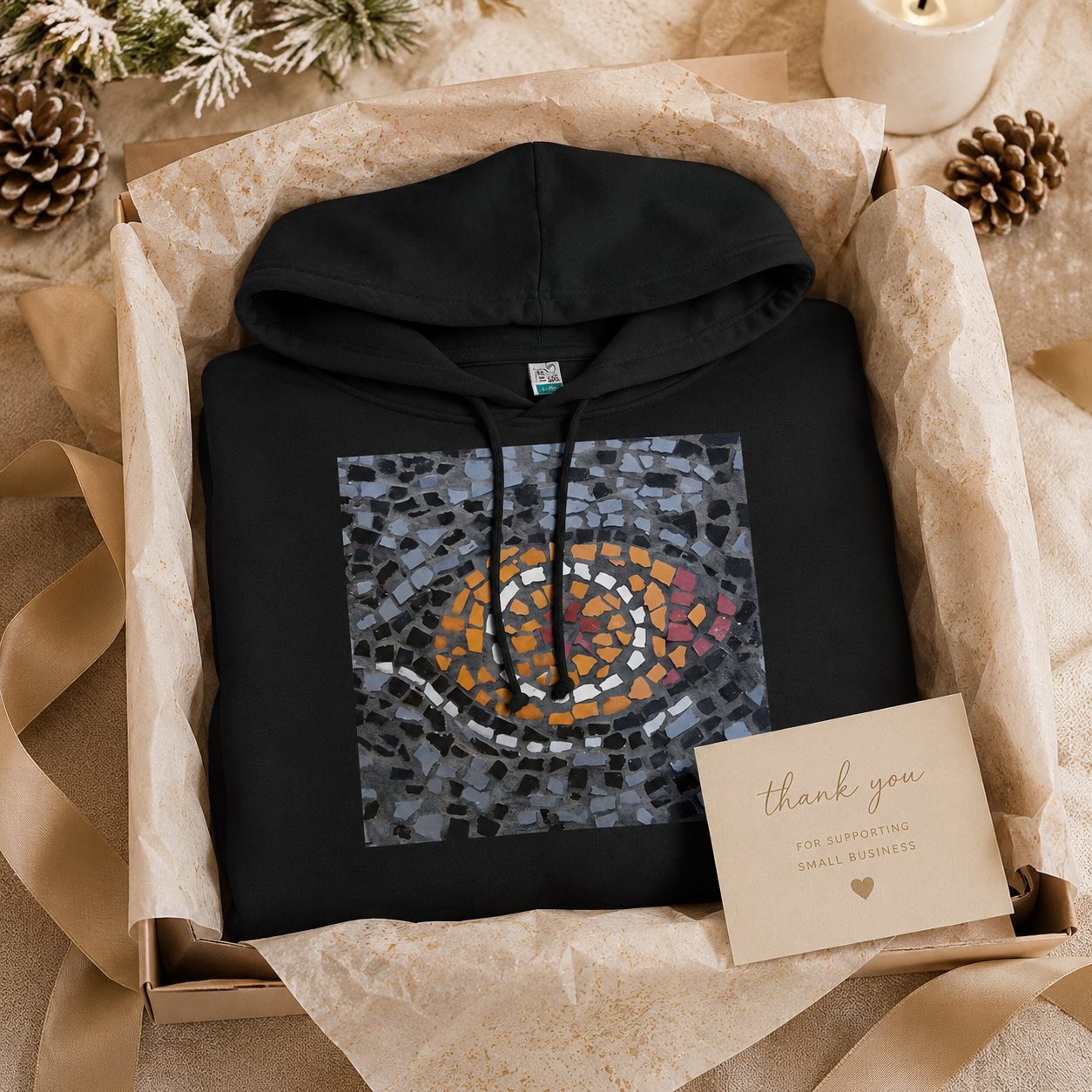 Premium Unisex Pullover Hoodie | Eira Emperor Penguins Eye Coaster Mosaic