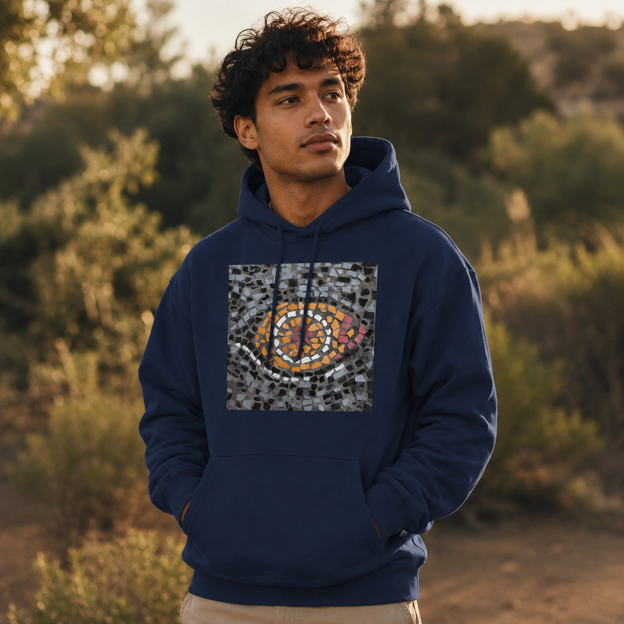 Premium Unisex Pullover Hoodie | Eira Emperor Penguins Eye Coaster Mosaic