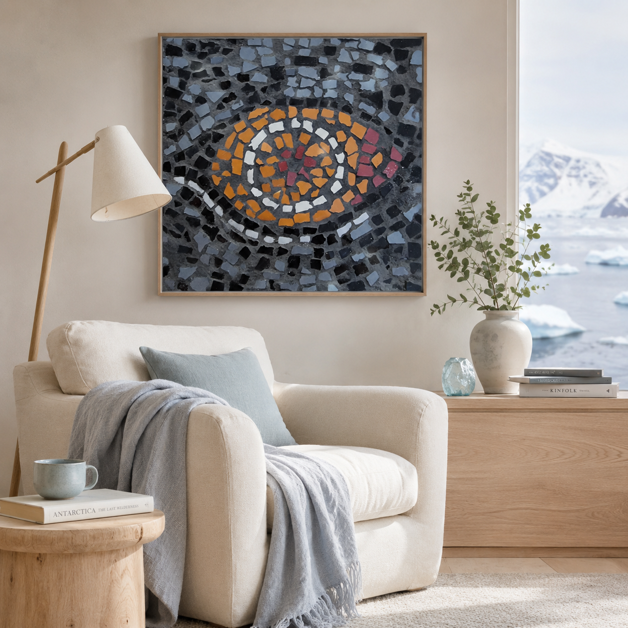 Eira Emperor Penguins Eye Fine Art Poster | Penguin Mosaic Wall Art Print