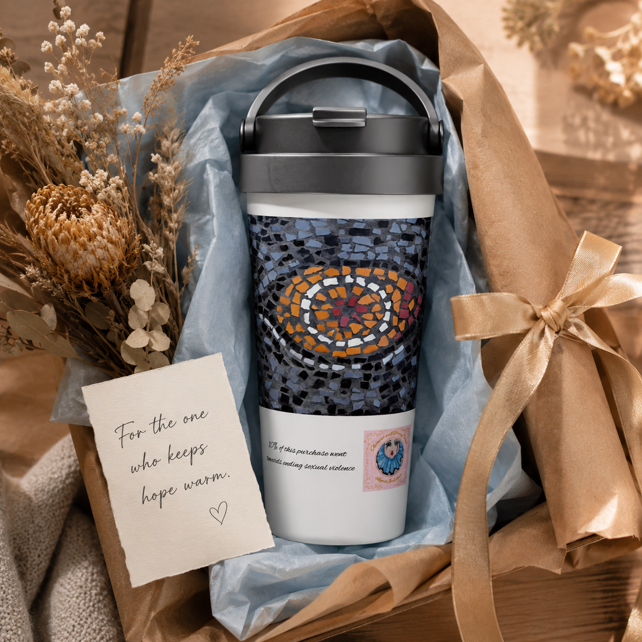 Eira Emperor Penguins Eye 15oz Travel Mug | Stainless Steel Penguin Art Mug