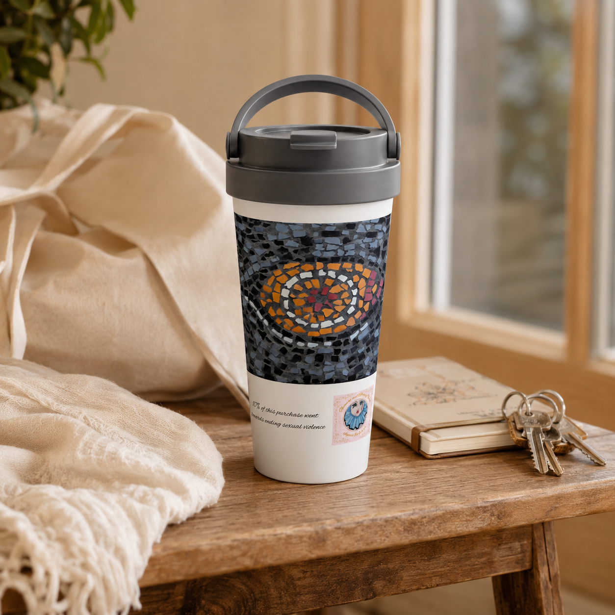 Eira Emperor Penguins Eye 15oz Travel Mug | Stainless Steel Penguin Art Mug