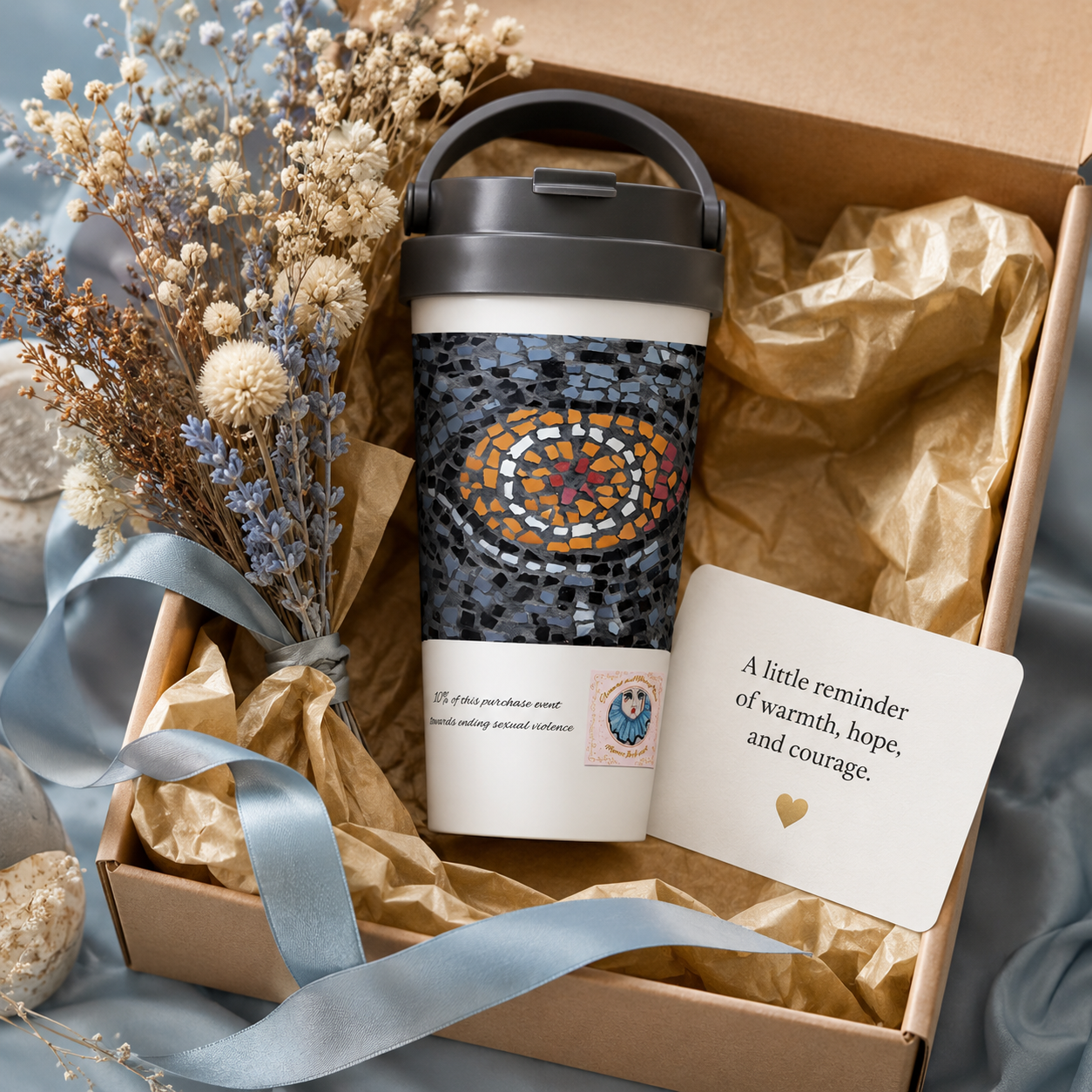 Eira Emperor Penguins Eye 15oz Travel Mug | Stainless Steel Penguin Art Mug