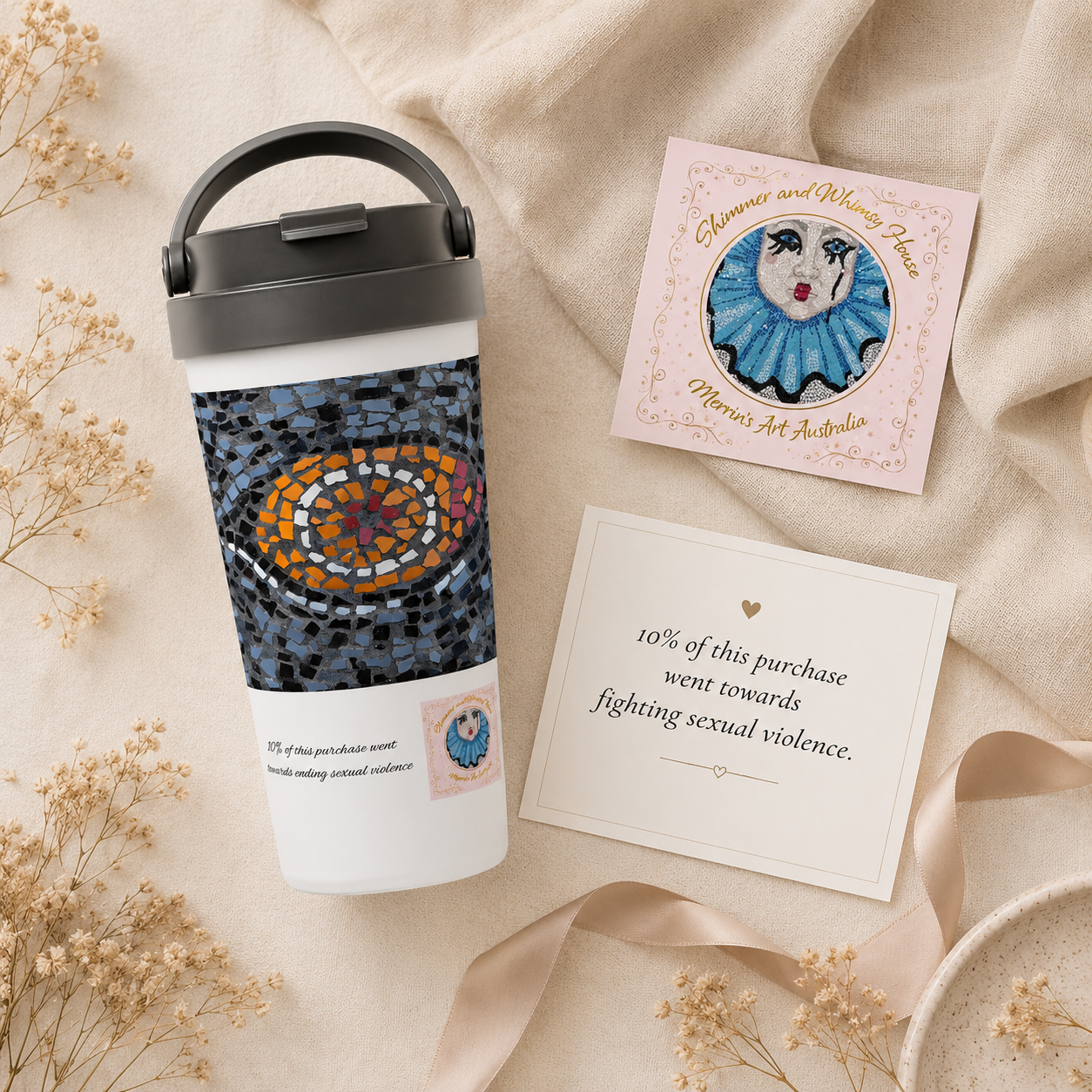Eira Emperor Penguins Eye 15oz Travel Mug | Stainless Steel Penguin Art Mug