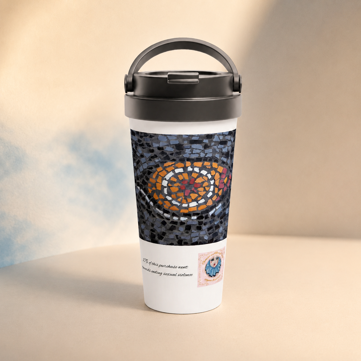 Eira Emperor Penguins Eye 15oz Travel Mug | Stainless Steel Penguin Art Mug
